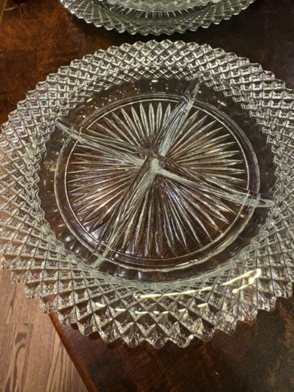 vintage Anchor hocking Miss Amerian 4 part clear glass relish dish